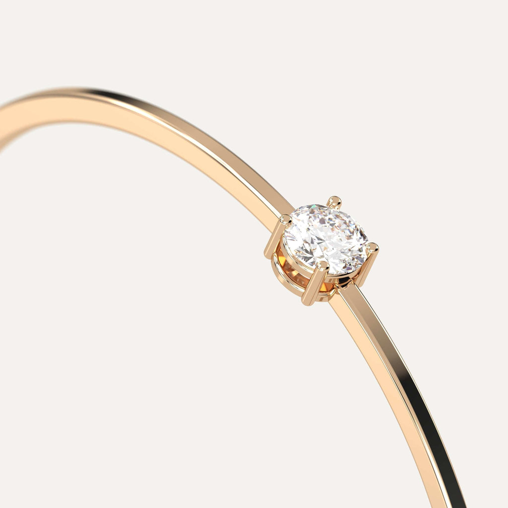 classic diamond solitaire, bangle bracelet with round lab diamonds in yellow gold