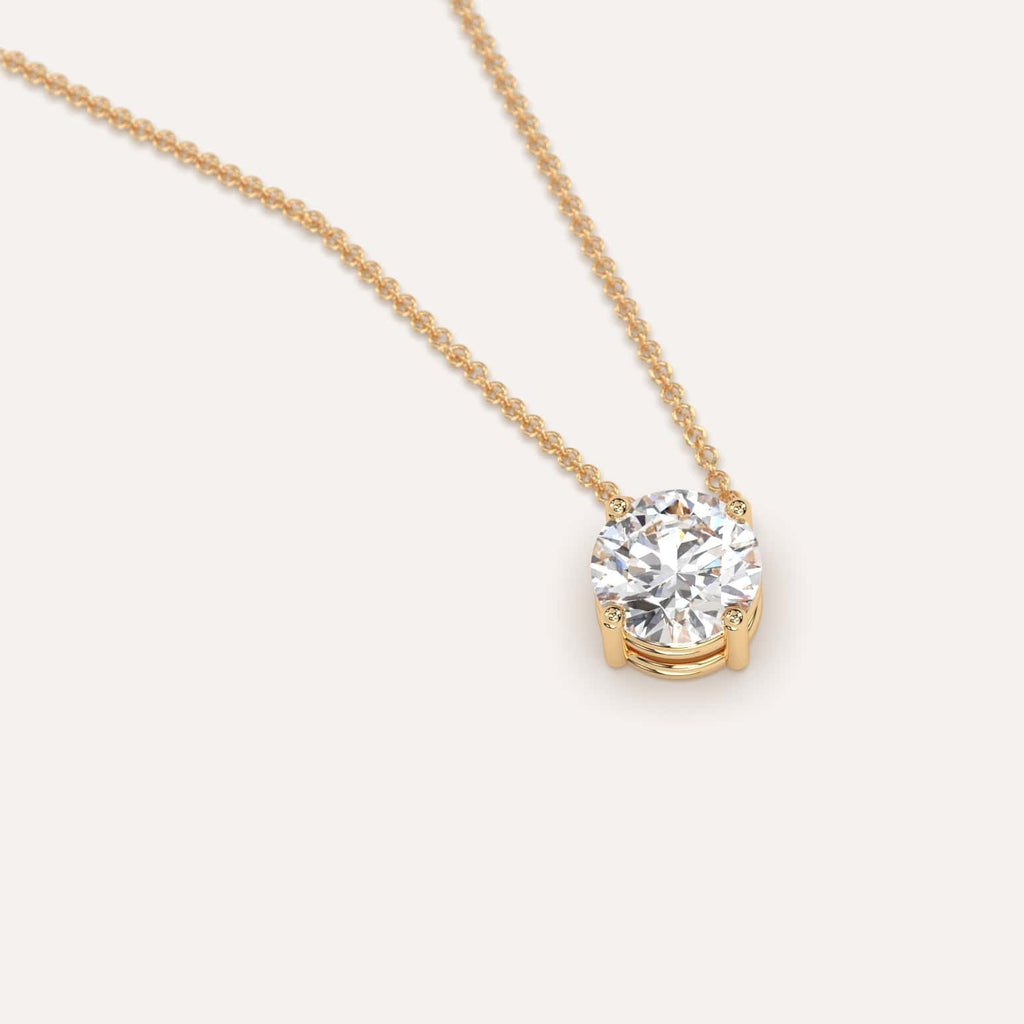 Simple Diamond Floating Necklace With Round Natural Diamond In Yellow Gold