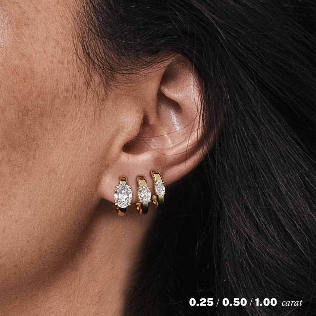 1 Carat Yellow Gold Diamond Hoop Earrings For Women