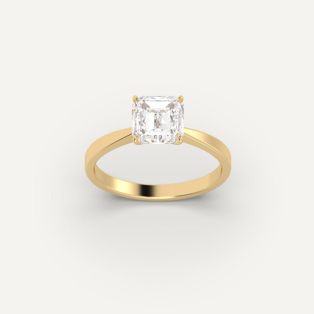 Yellow Gold 2 Carat Engagement Ring On Woman's Hand