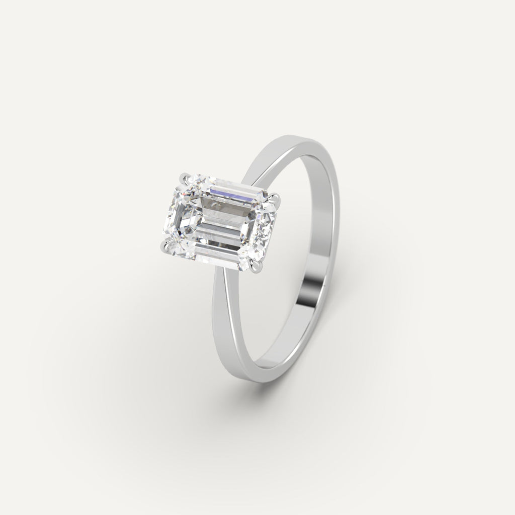 White Gold 2 Carat Engagement Ring Emerald Cut Diamond