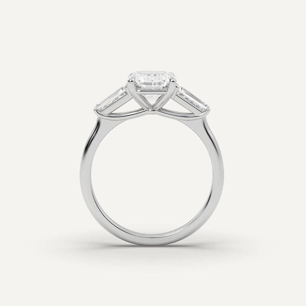 2 Carat Emerald Cut Engagement Ring In 14K White Gold