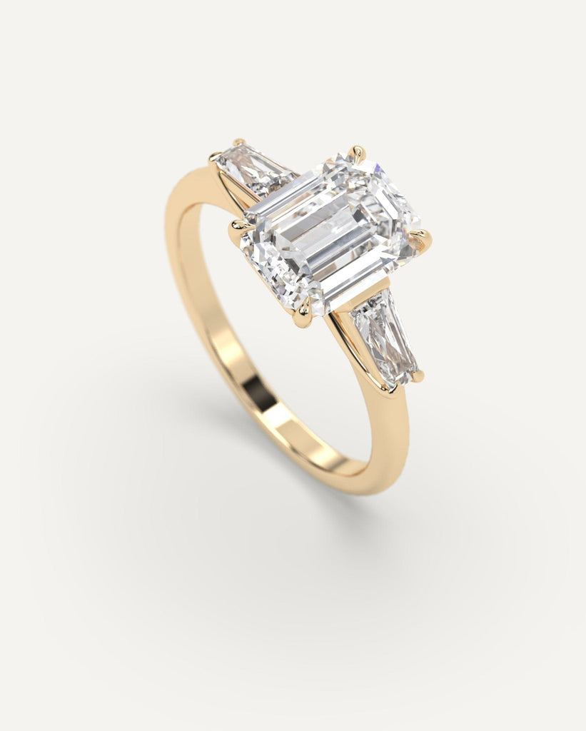 3-Stone Emerald Cut Engagement Ring 2 Carat Diamond