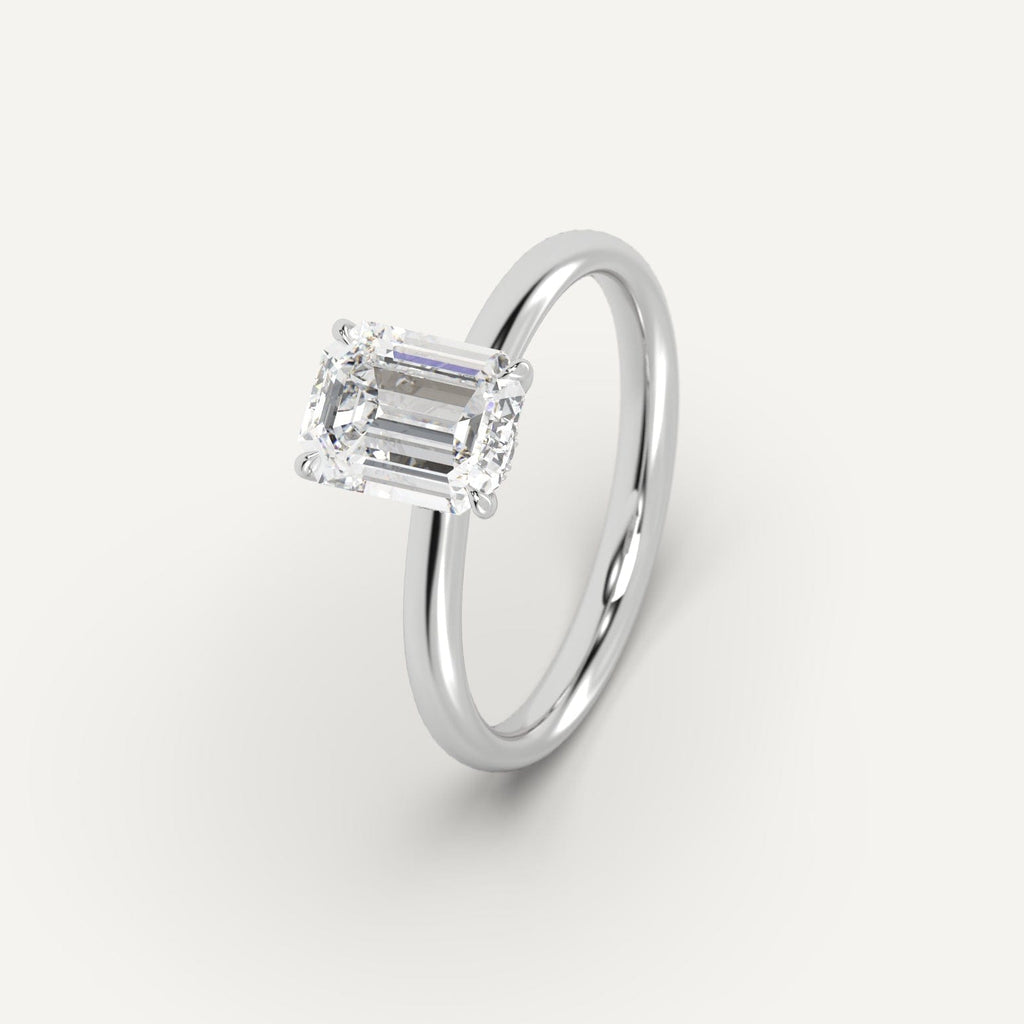 Platinum 2 Carat Engagement Ring Emerald Cut Diamond