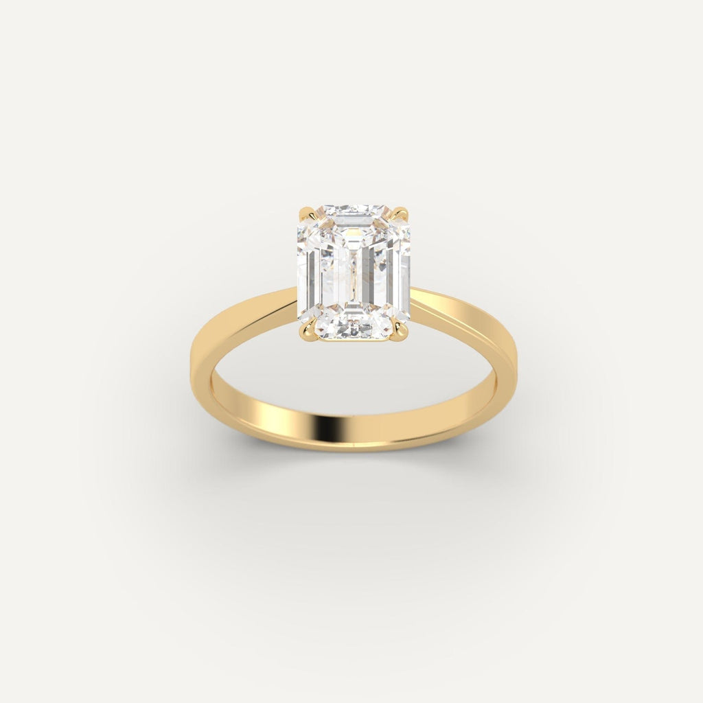 Yellow Gold 2 Carat Engagement Ring On Woman's Hand