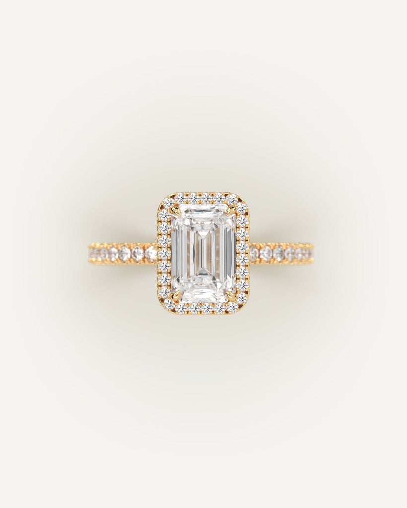 Halo Emerald Cut Engagement Ring 2 Carat Diamond