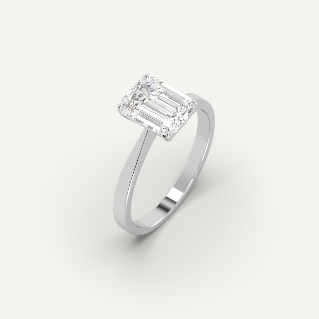 2 Carat Engagement Ring Emerald Cut Diamond In Platinum