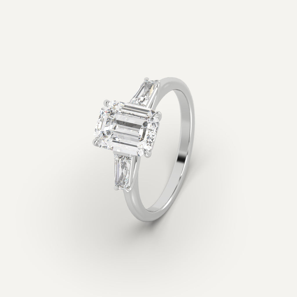 Platinum 2 Carat Engagement Ring Emerald Cut Diamond