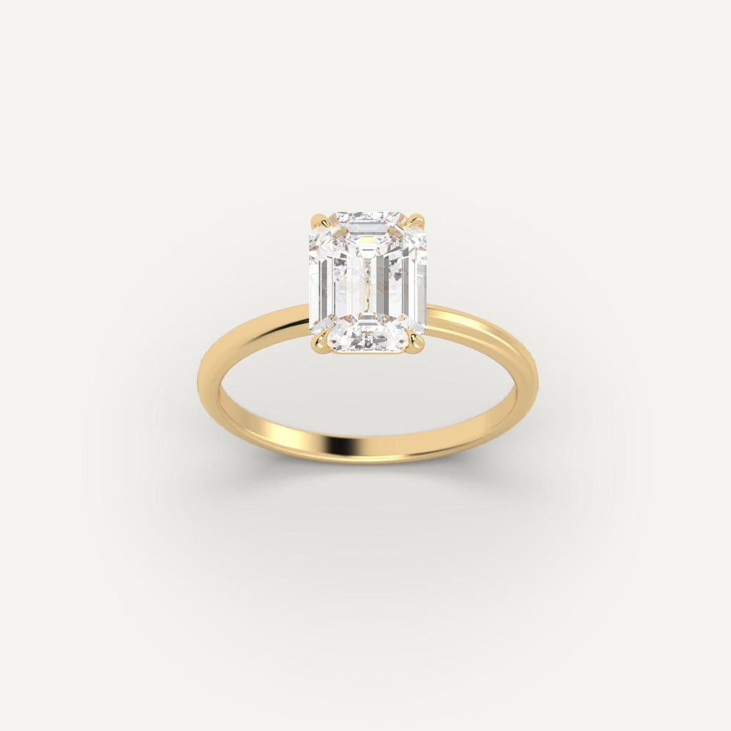 Yellow Gold 2 Carat Engagement Ring On Woman's Hand