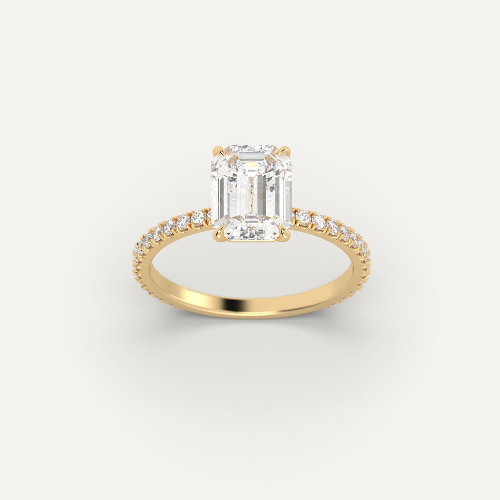 Yellow Gold 2 Carat Engagement Ring On Woman's Hand