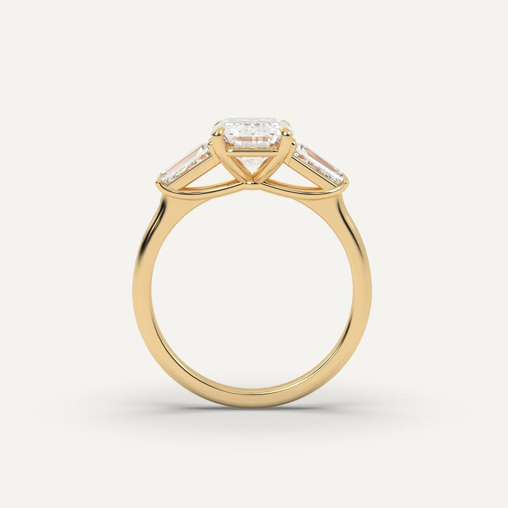 2 Carat Emerald Cut Engagement Ring In 14K Yellow Gold