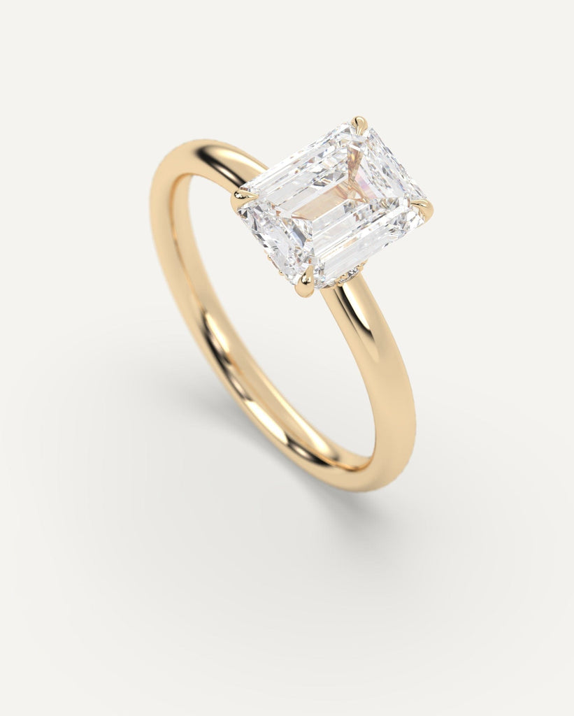 Hidden Halo Emerald Cut Engagement Ring 2 Carat Diamond