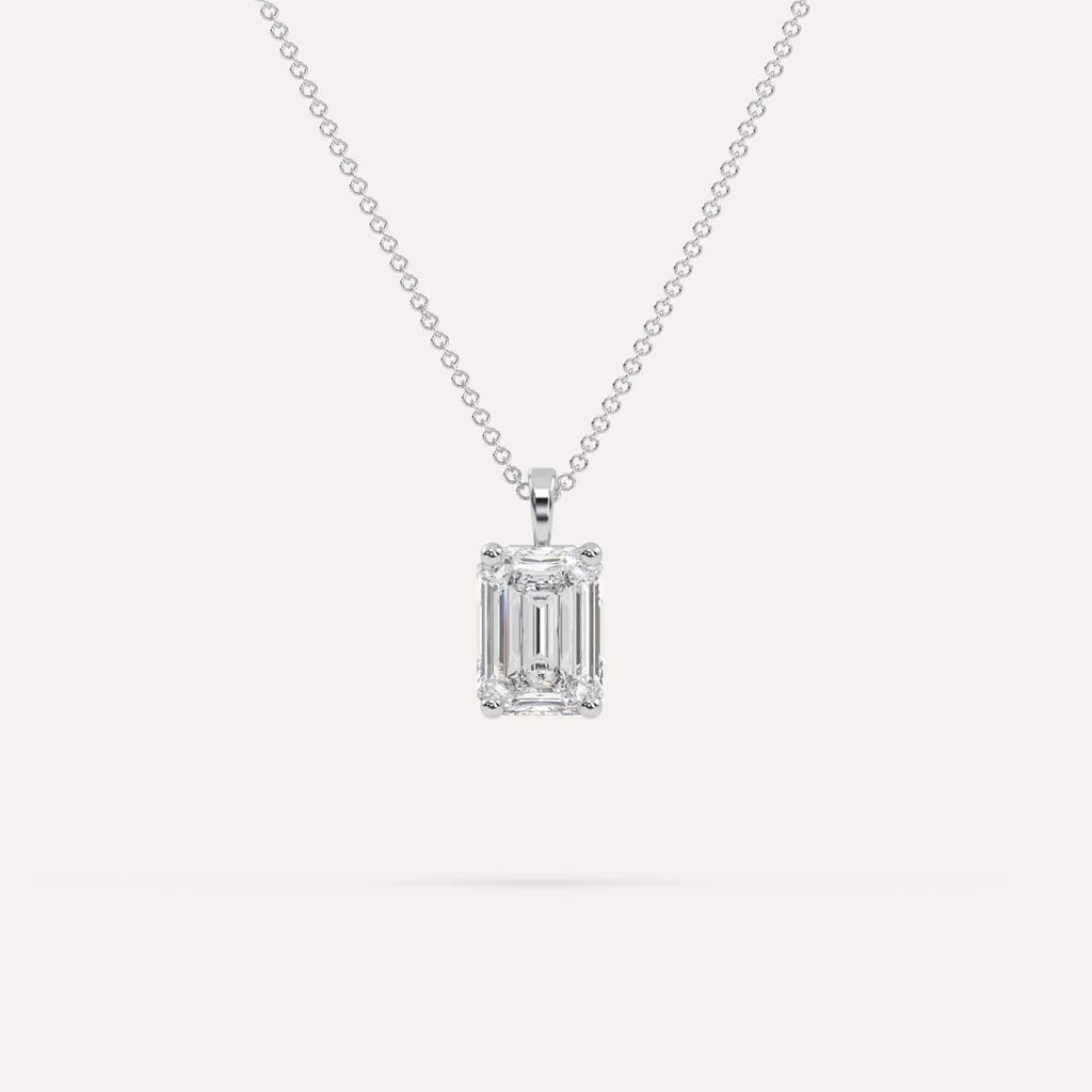 2 Carat Simple Solitaire Diamond Pendant Necklace In 14K White Gold