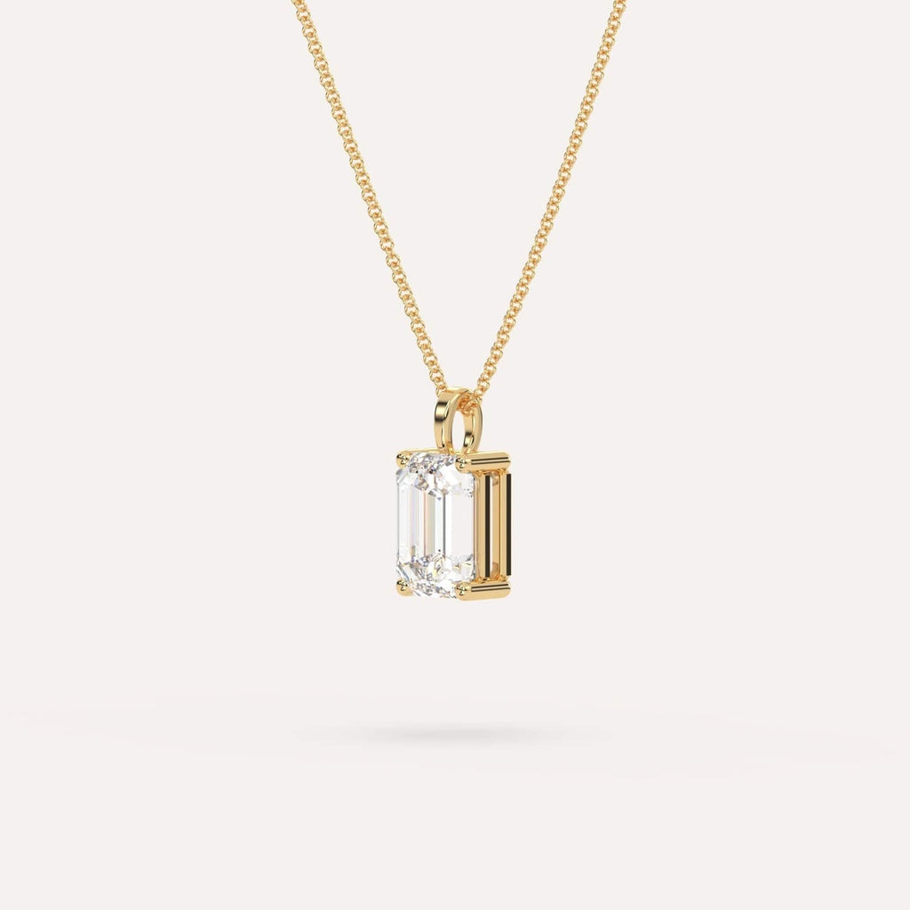 Yellow Gold Pendant Diamond Necklace With 2 Carat Emerald Diamond