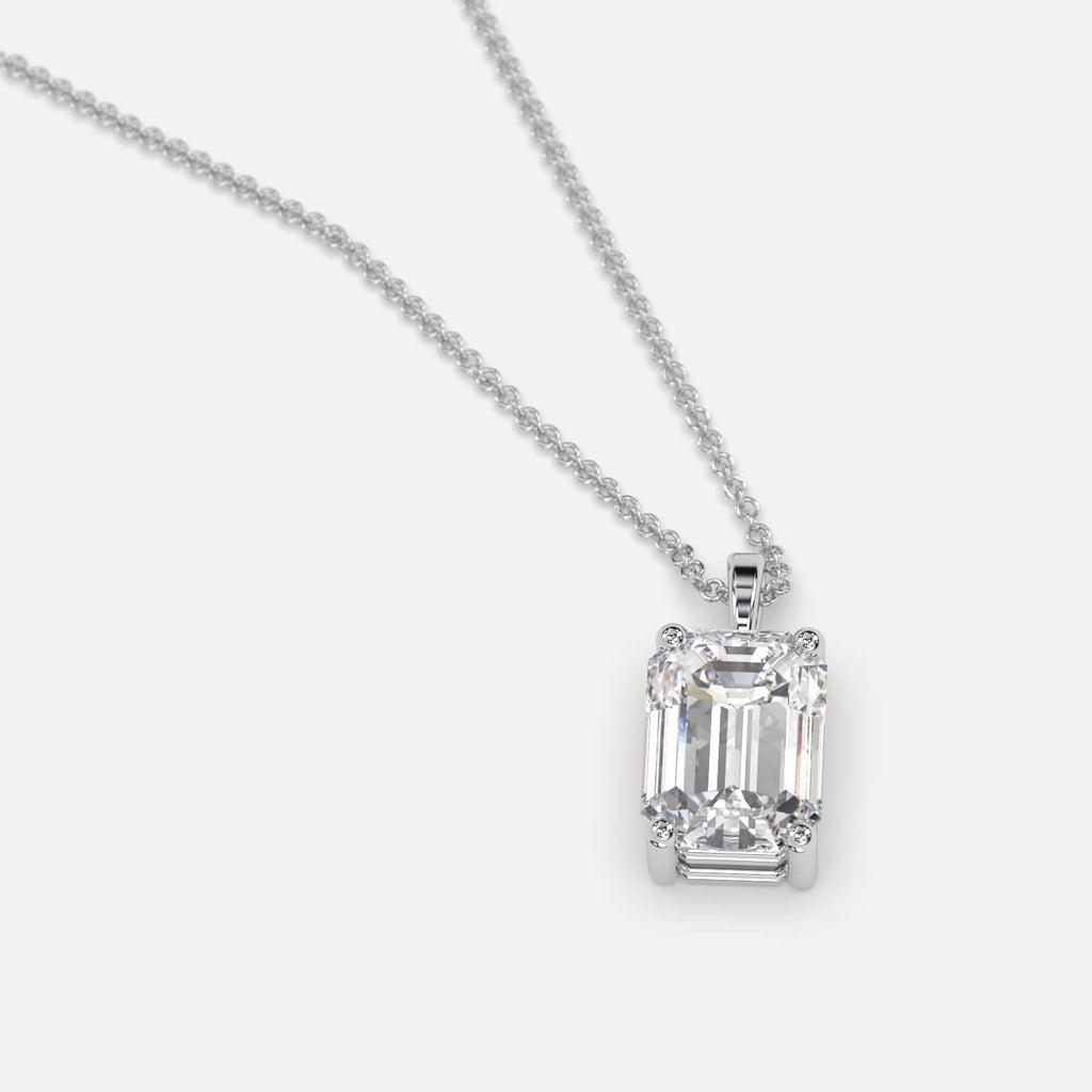 Simple Diamond Pendant Necklace With Emerald Natural Diamond In White Gold