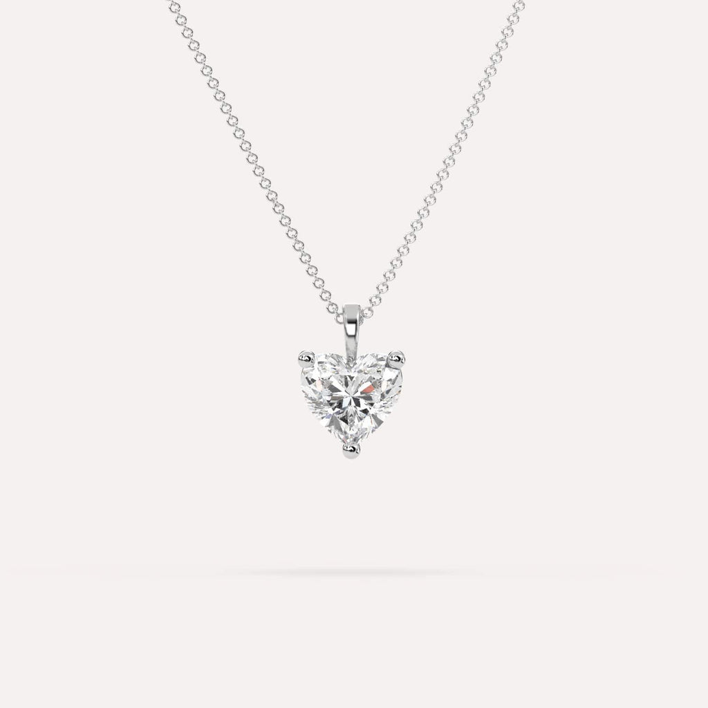 2 Carat Simple Solitaire Diamond Pendant Necklace In 14K White Gold