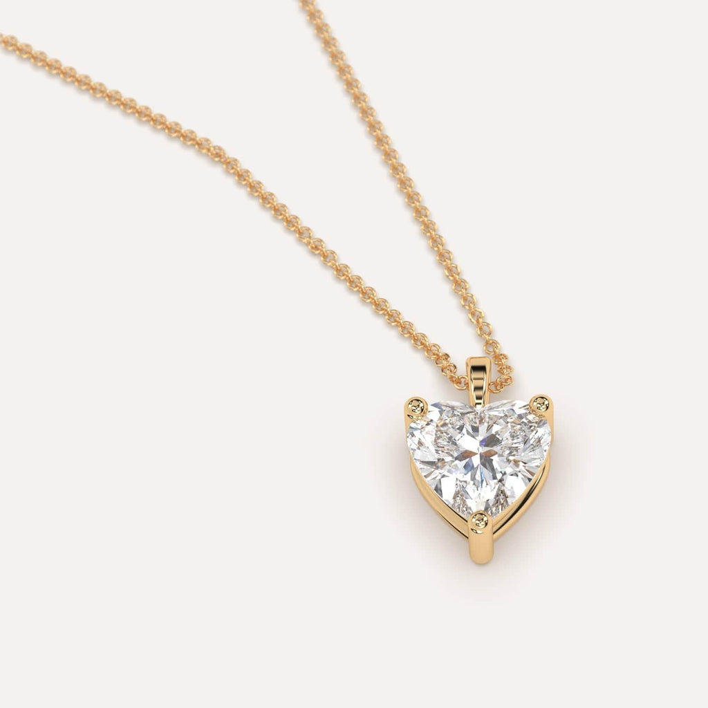 Simple Diamond Pendant Necklace With Heart Natural Diamond In Yellow Gold