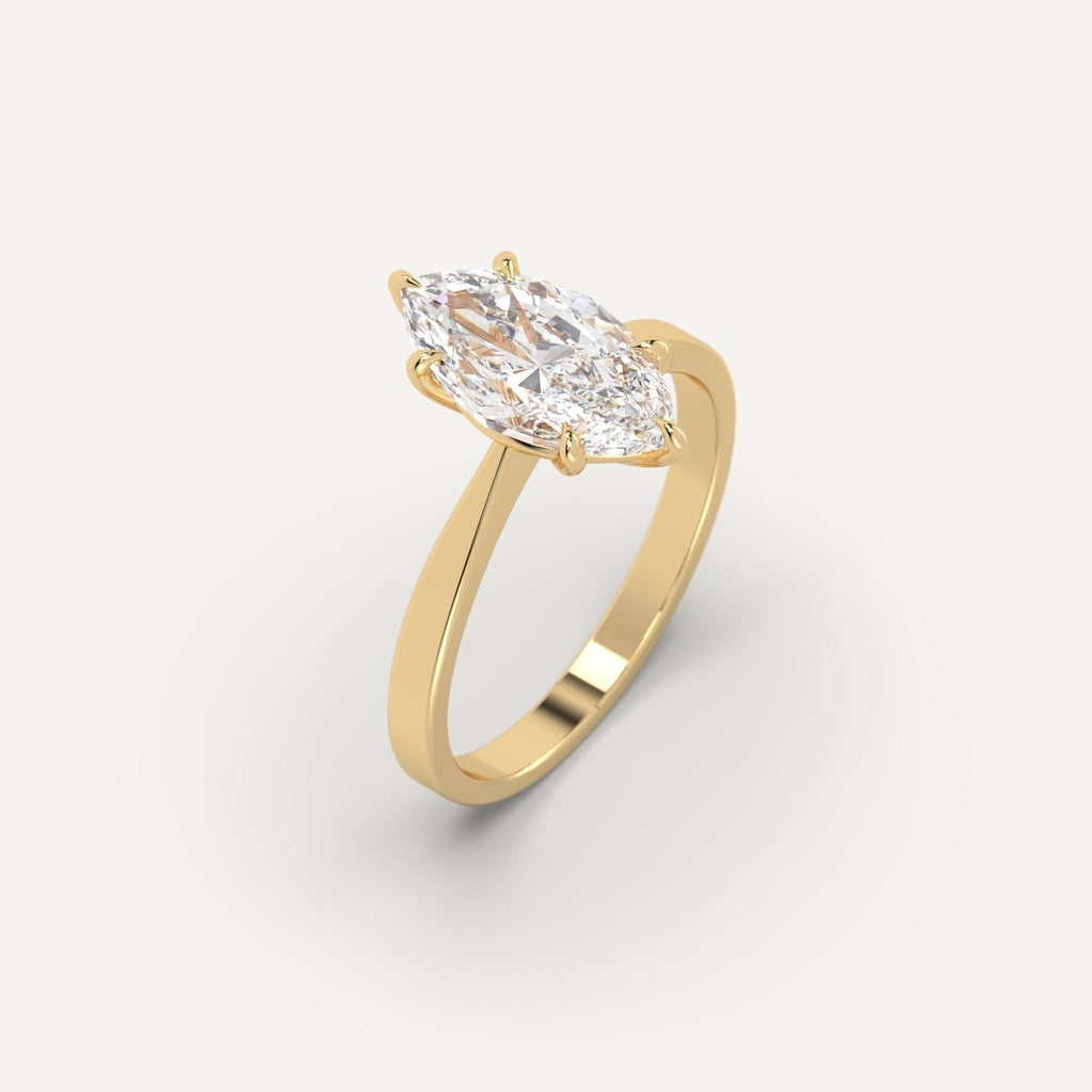 2 Carat Engagement Ring Marquise Cut Diamond In 14K Yellow Gold