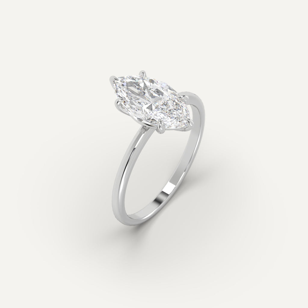 2 Carat Engagement Ring Marquise Cut Diamond In 14K White Gold