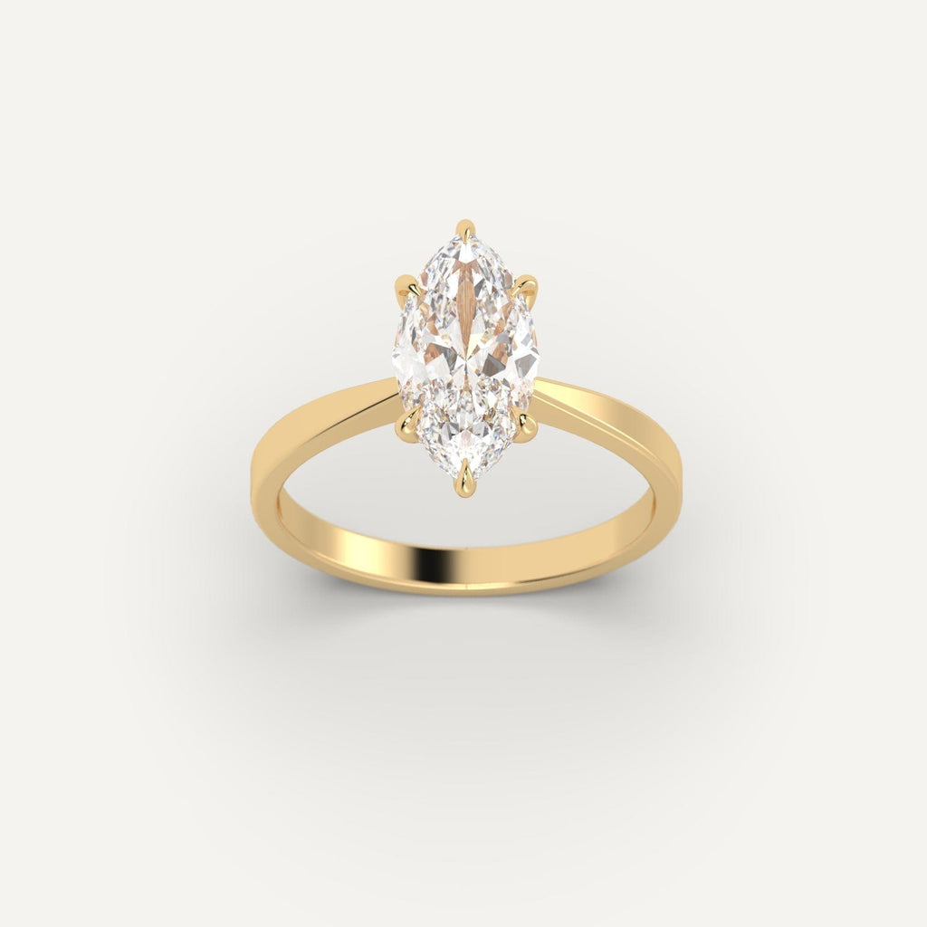 Yellow Gold 2 Carat Engagement Ring On Woman's Hand