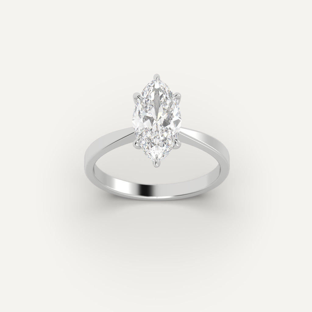 White Gold 2 Carat Engagement Ring On Woman's Hand