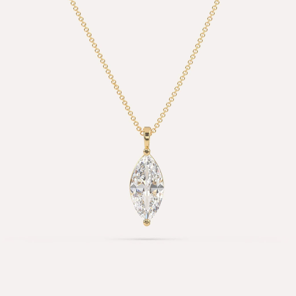 2 Carat Simple Solitaire Diamond Pendant Necklace In 14K Yellow Gold