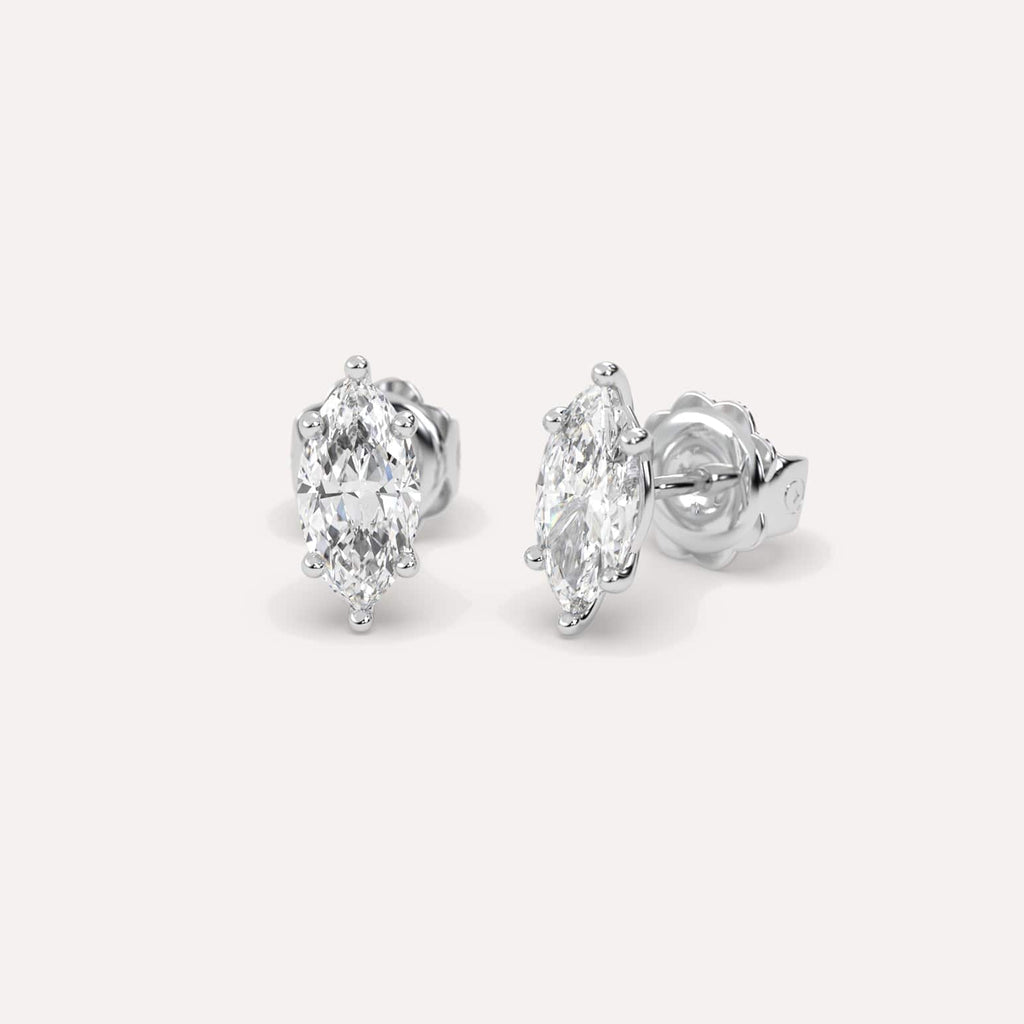 2 Carat White Gold Diamond Stud Earrings For Women