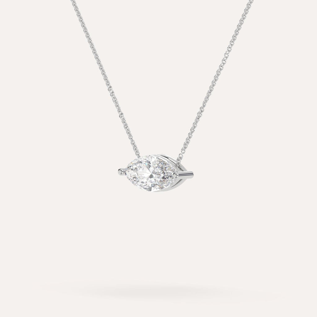 White Gold Floating Diamond Necklace With 2 Carat Marquise Diamond
