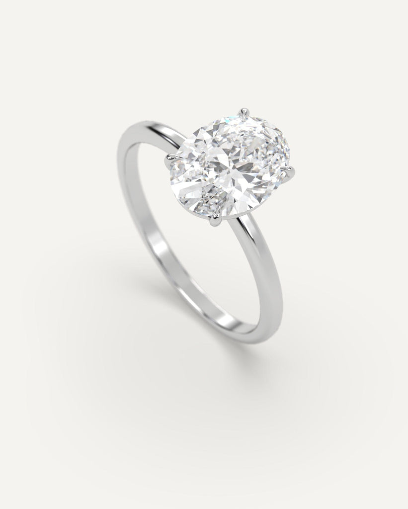 Whisper Thin Oval Cut Engagement Ring 2 Carat Diamond