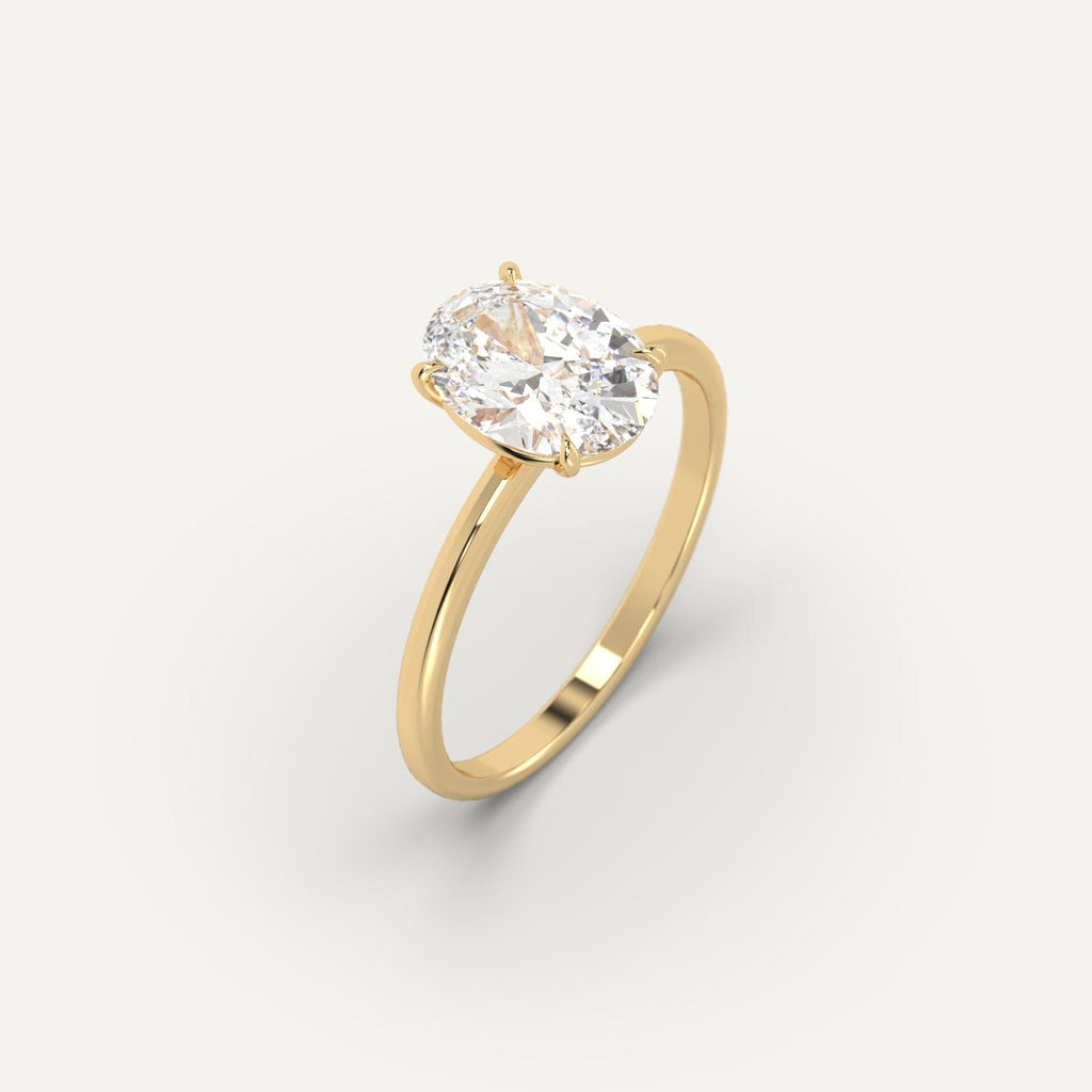 2 Carat Engagement Ring Oval Cut Diamond In 14K Yellow Gold