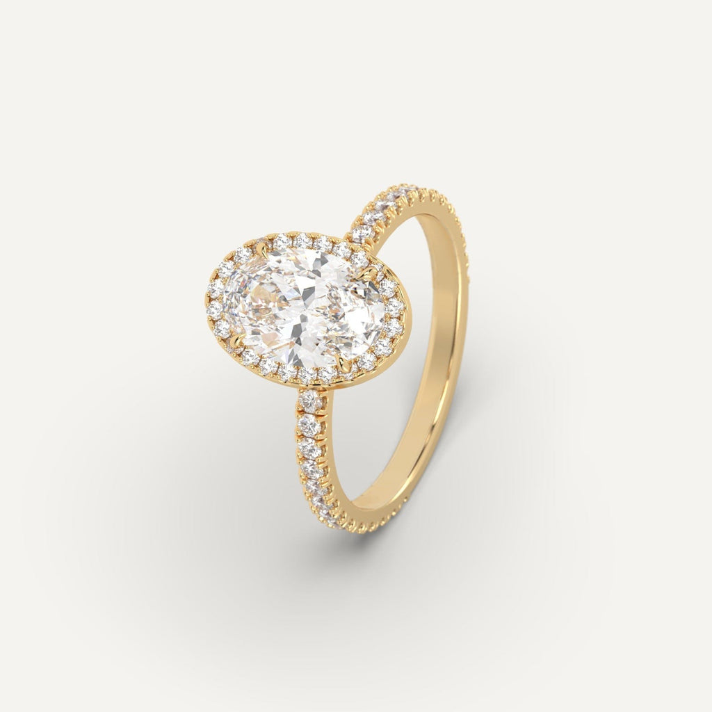 Yellow Gold 2 Carat Engagement Ring Oval Cut Diamond