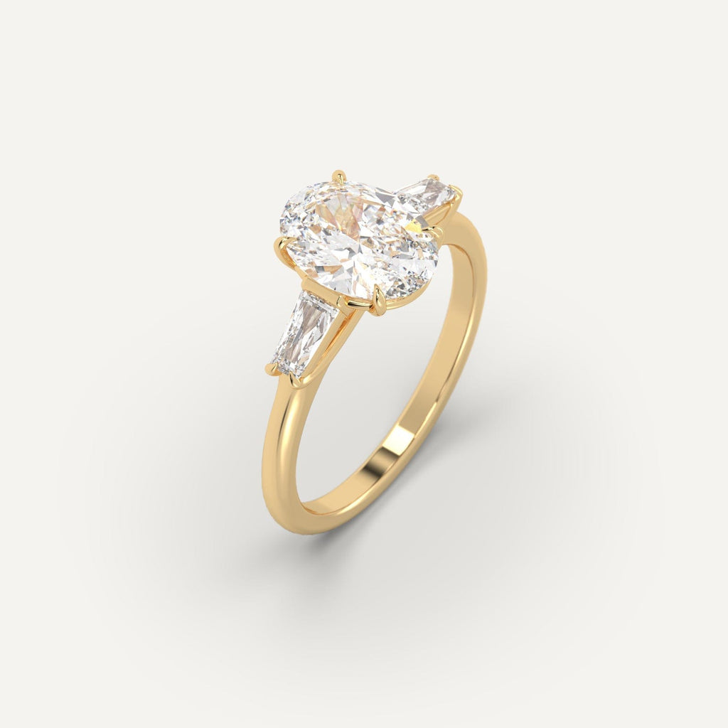 2 Carat Engagement Ring Oval Cut Diamond In 14K Yellow Gold