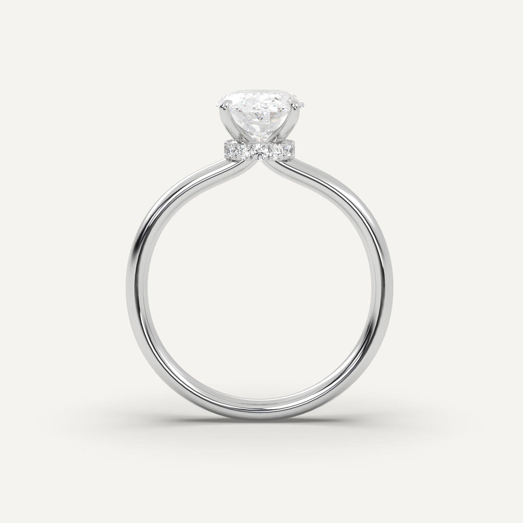 2 Carat Oval Cut Engagement Ring In 14K White Gold