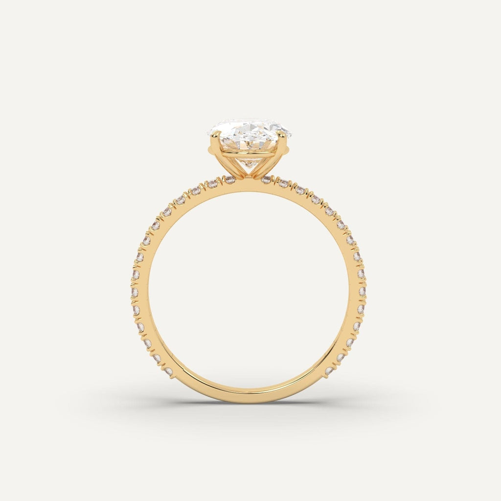 2 Carat Oval Cut Engagement Ring In 14K Yellow Gold