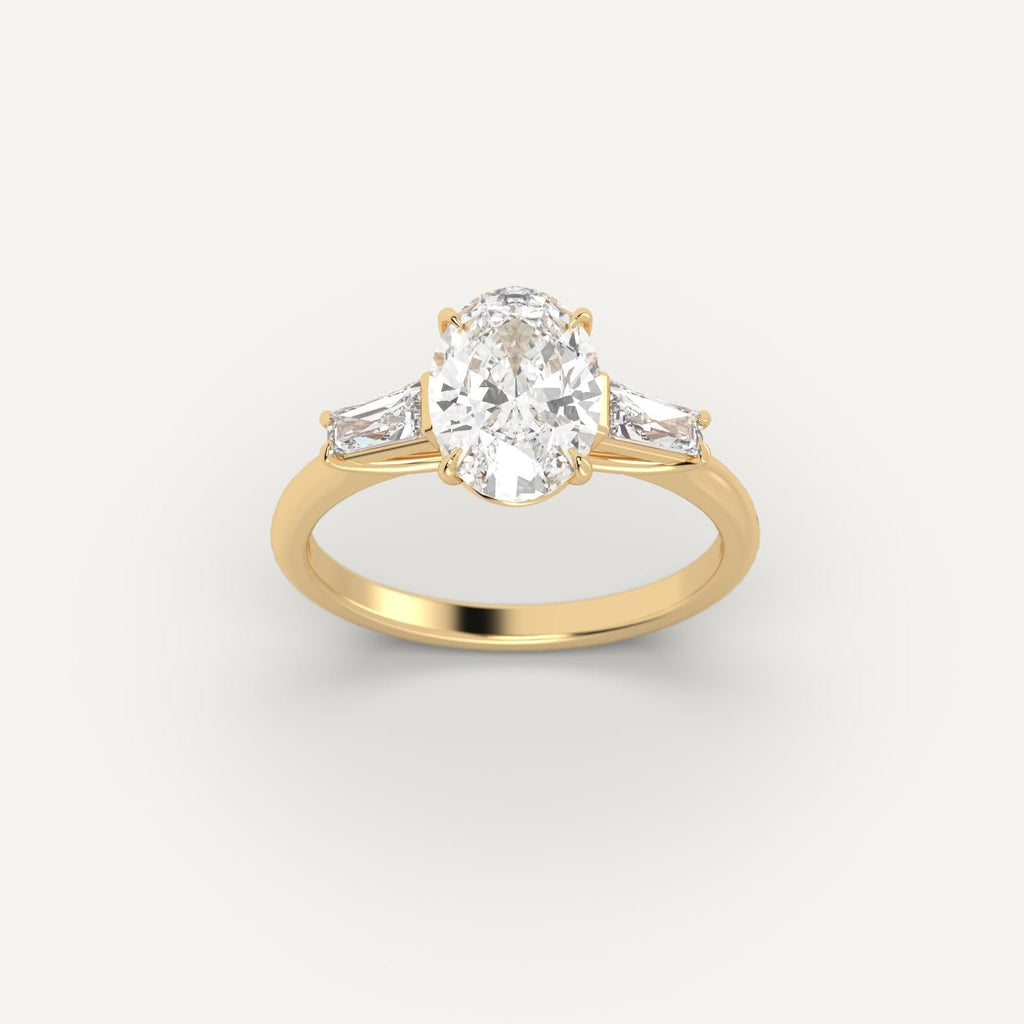 Yellow Gold 2 Carat Engagement Ring On Woman's Hand