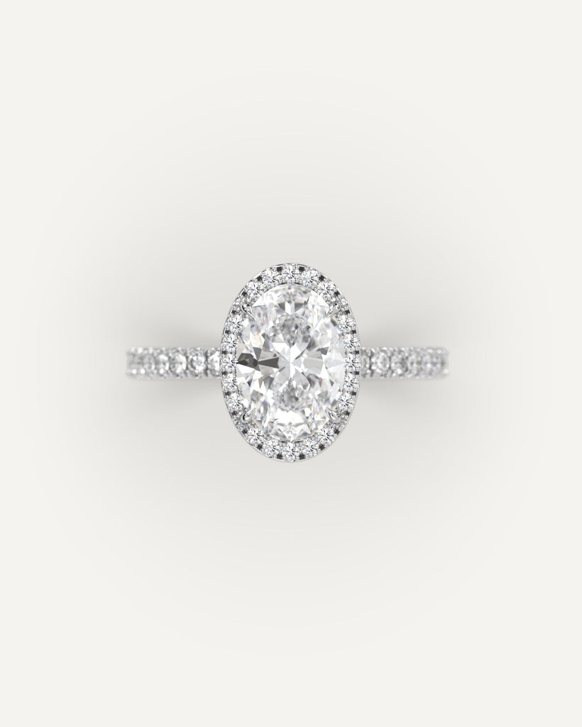 Halo Oval Cut Engagement Ring 2 Carat Diamond