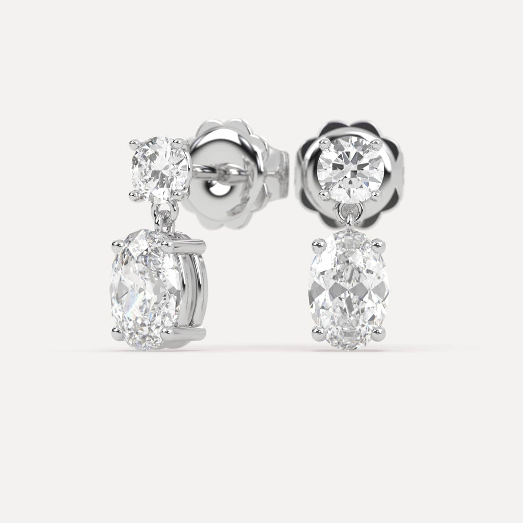 2 carat Oval Lab Diamond Drop Earrings in White Gold
