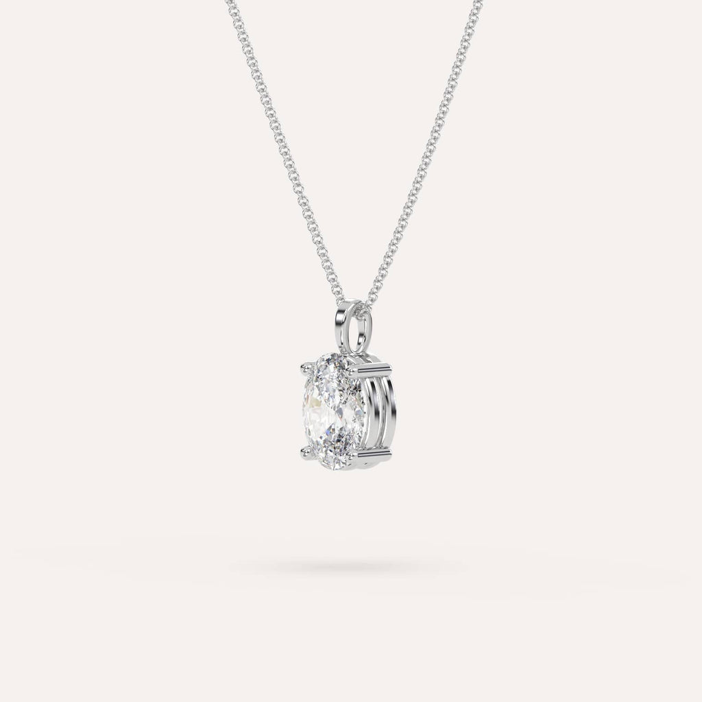 White Gold Pendant Diamond Necklace With 2 Carat Oval Diamond