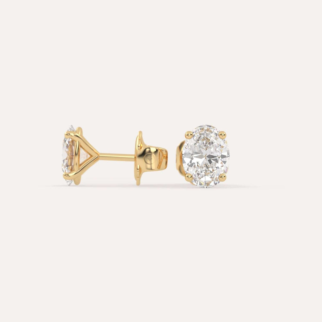 2 carat Butterfly Push Back Diamond Studs in yellow Gold