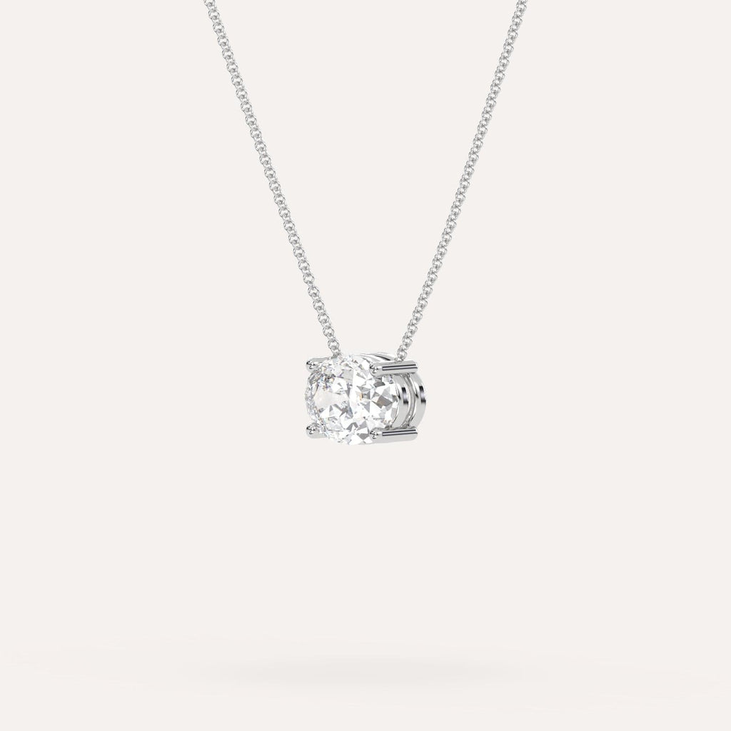 White Gold Floating Diamond Necklace With 2 Carat Oval Diamond