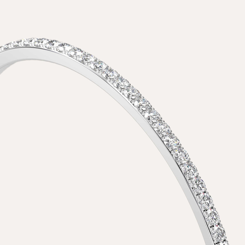 classic diamond pave, bangle bracelet with round natural diamonds in white gold