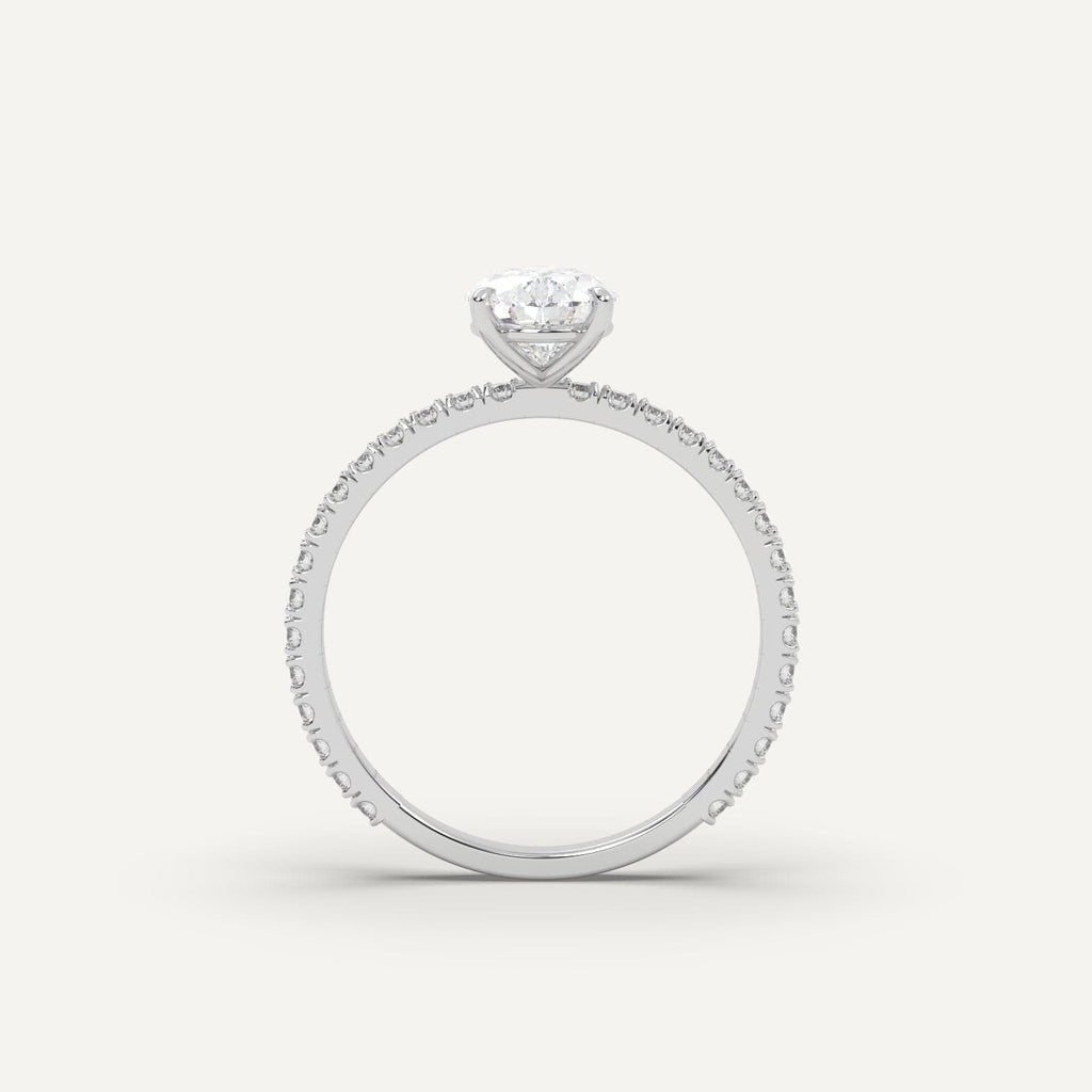 2 Carat Pear Cut Engagement Ring In 14K White Gold