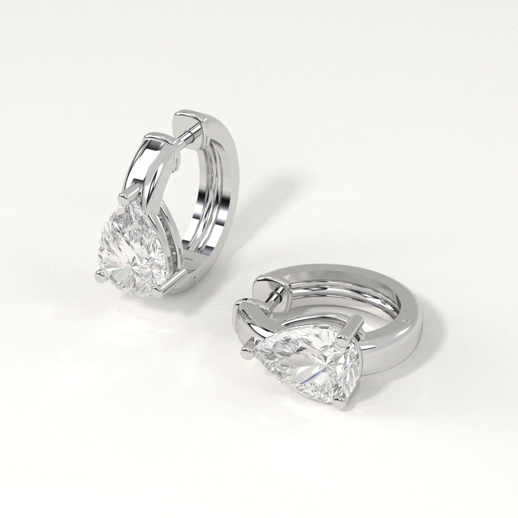 2 carat pear Diamond Huggie Hoop Earrings in white Gold