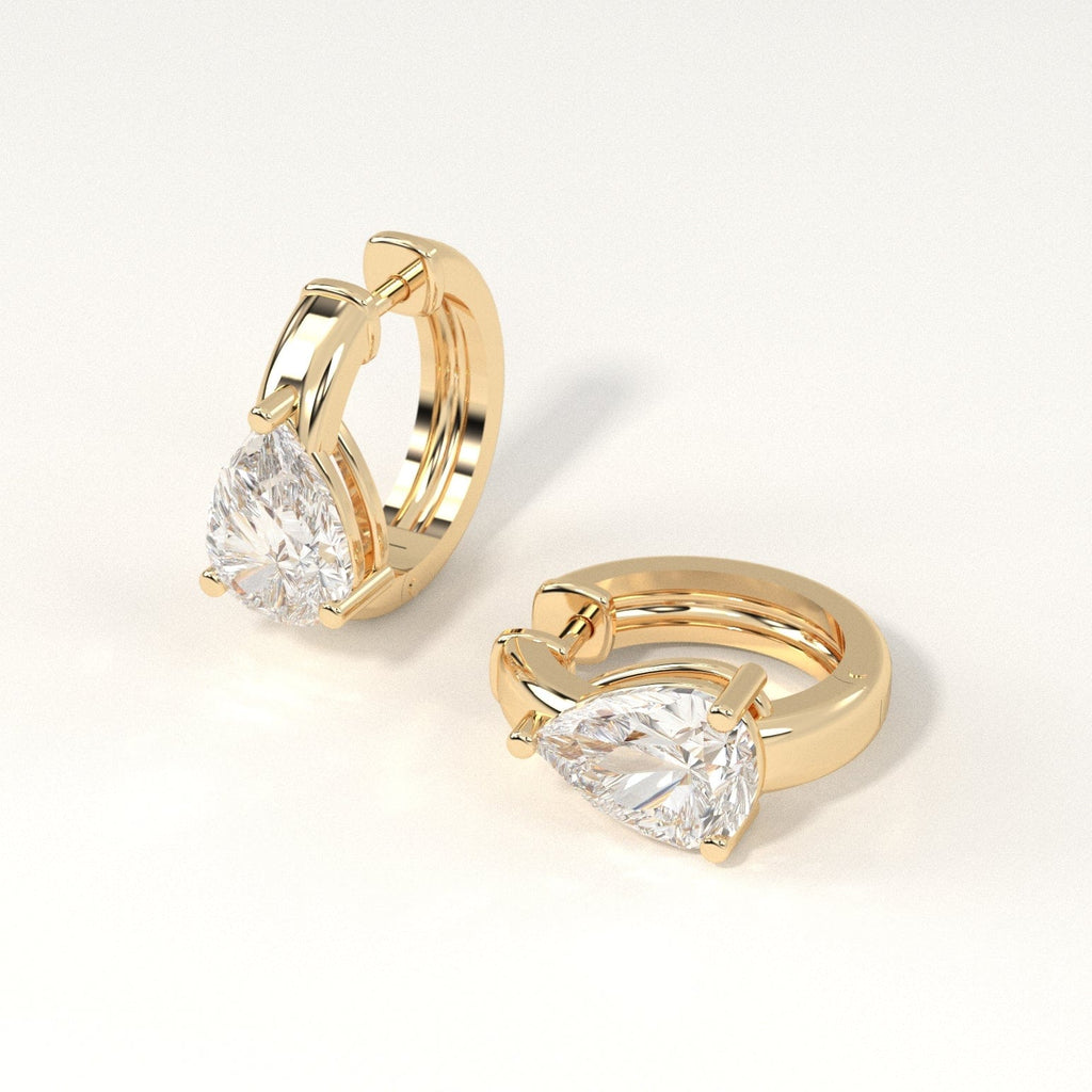 2 carat pear Diamond Huggie Hoop Earrings in yellow Gold