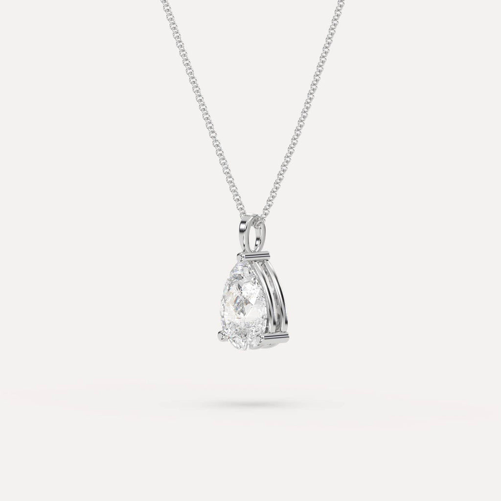 White Gold Pendant Diamond Necklace With 2 Carat Pear Diamond