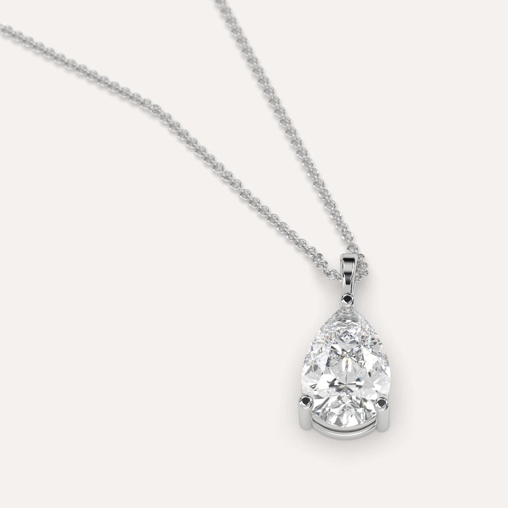 Simple Diamond Pendant Necklace With Pear Lab Diamond In White Gold