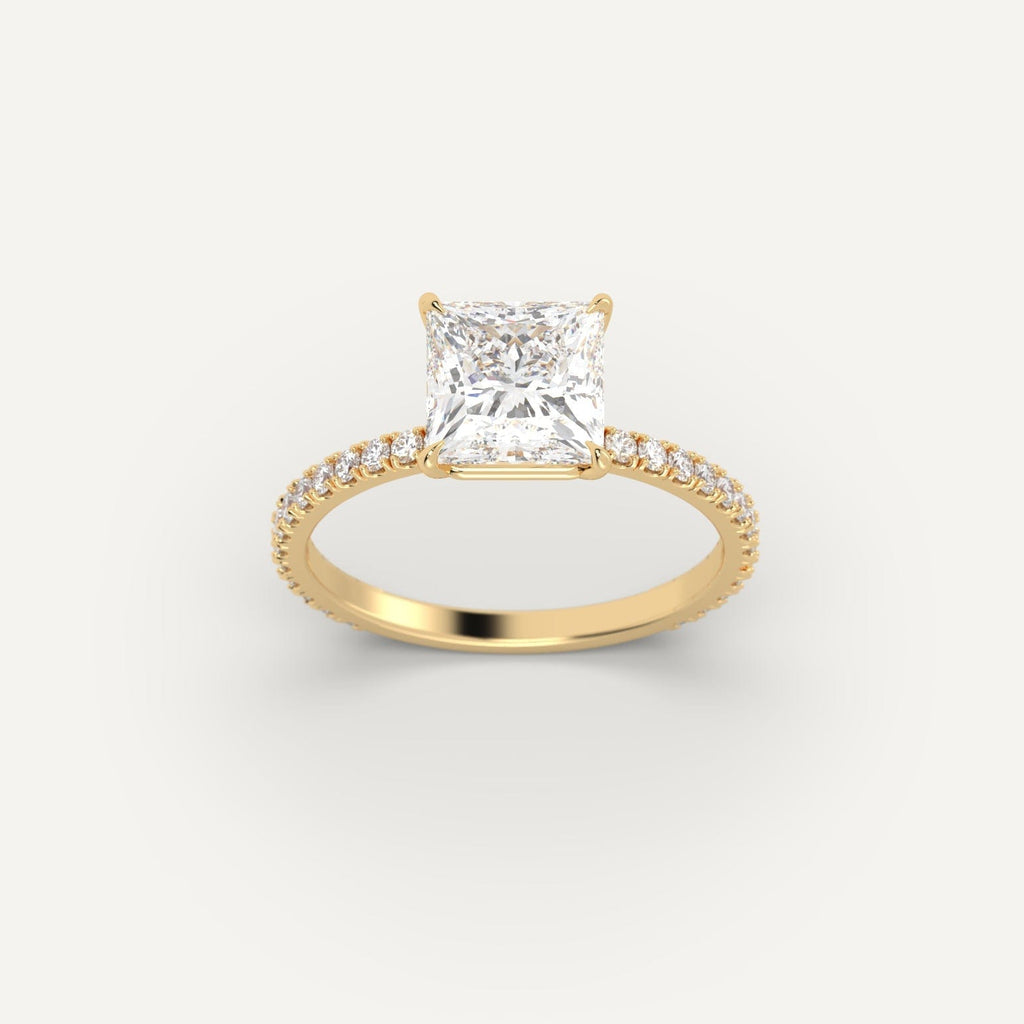 Yellow Gold 2 Carat Engagement Ring On Woman's Hand