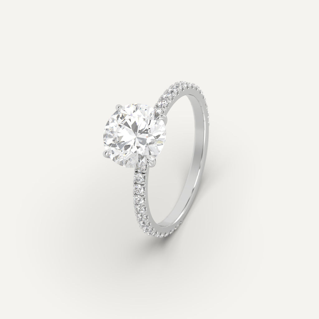 White Gold 2 Carat Engagement Ring Round Cut Diamond