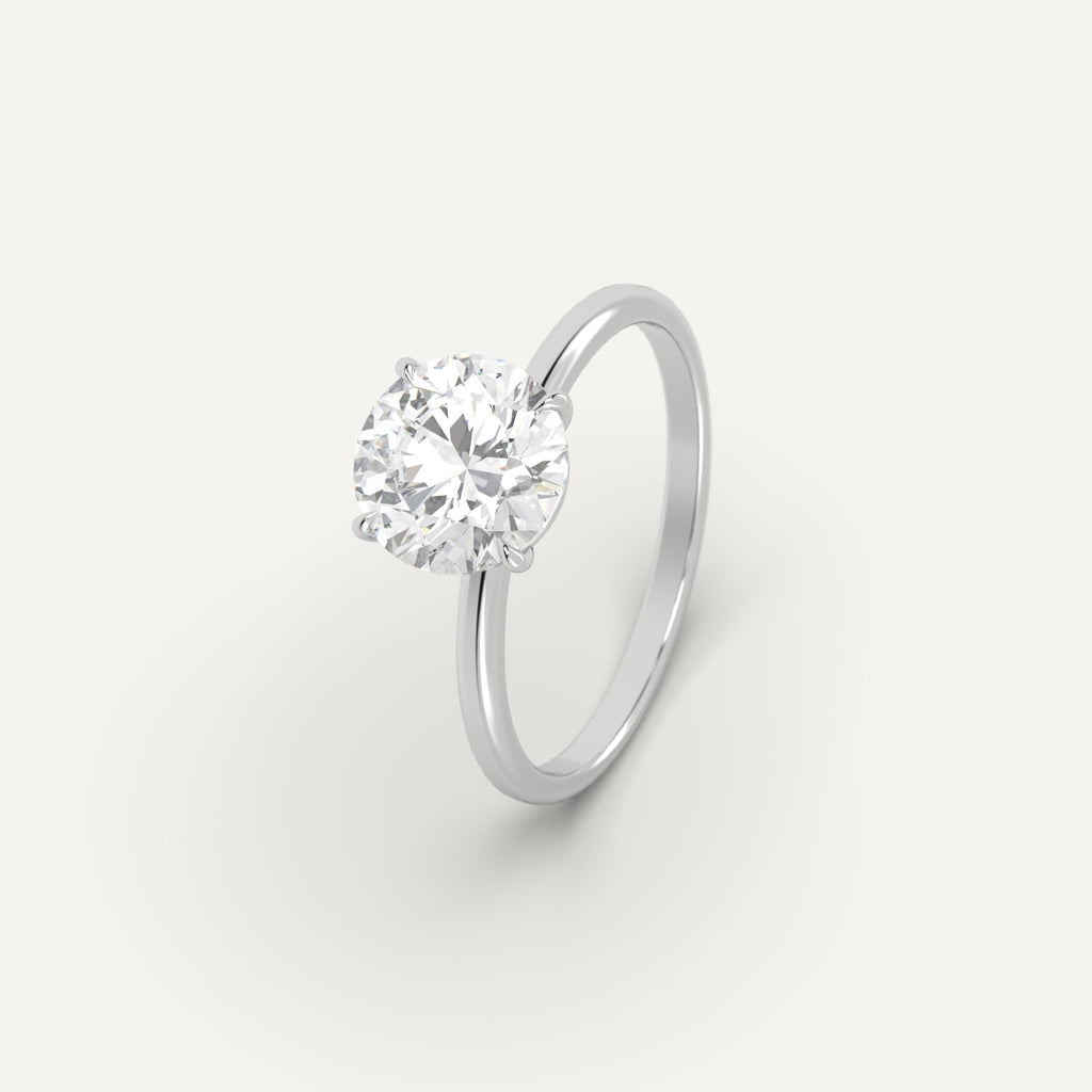 White Gold 2 Carat Engagement Ring Round Cut Diamond