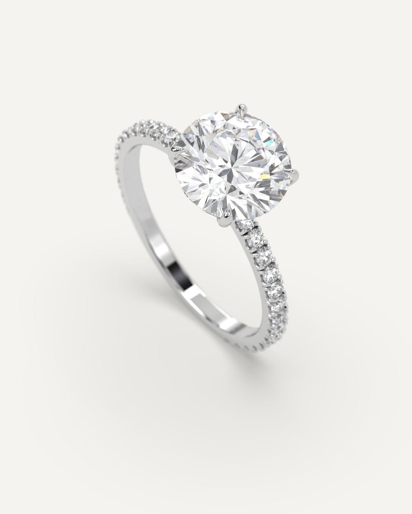 Pave Round Cut Engagement Ring 2 Carat Diamond